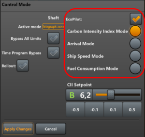 EcoPilot interface with CII mode